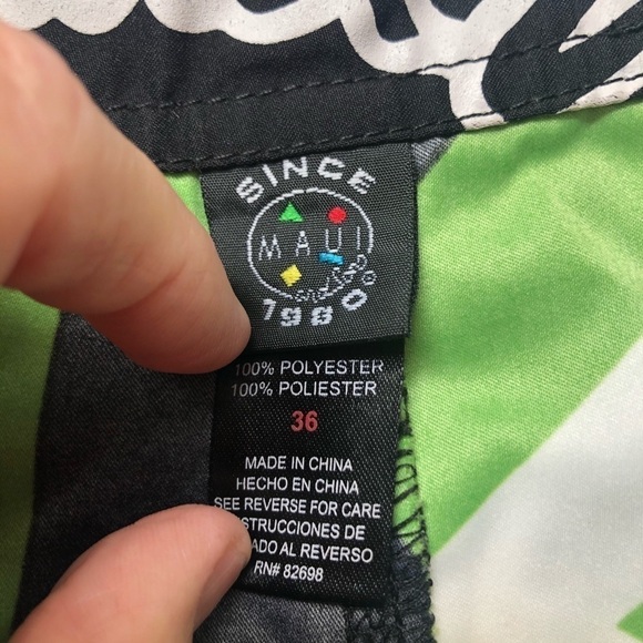 Maui & Sons Green Black Geo Boardshorts 36 - Picture 3 of 7